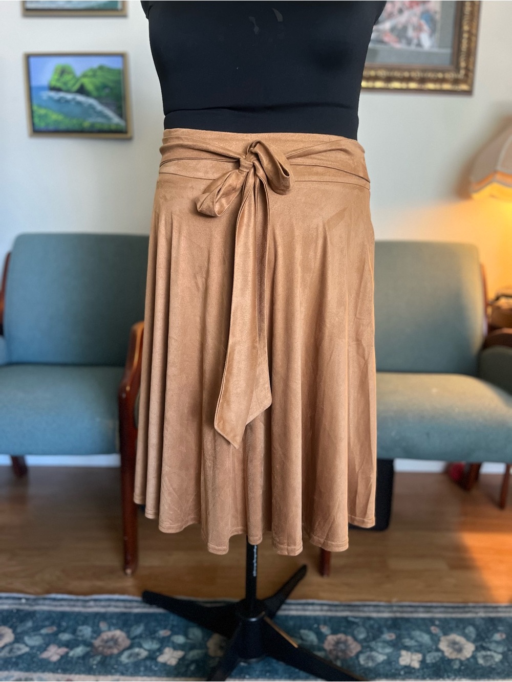 Women’s Tan Tie-Front Circle Skirt